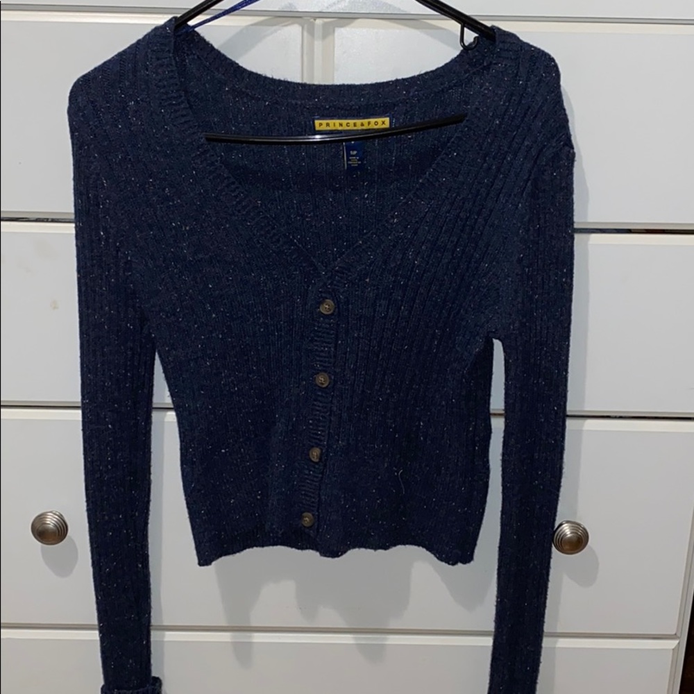 Navy Blue Cardigan Cropped